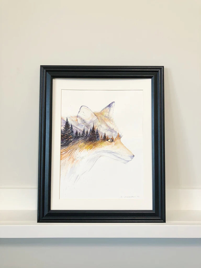 Little Fox Portrait Watercolor Art Print | Elena Markelova