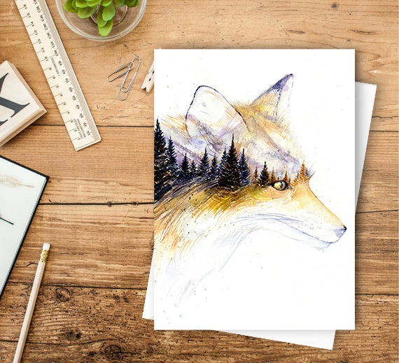 Little Fox Portrait - Watercolur Greeting Card | Elena Markelova