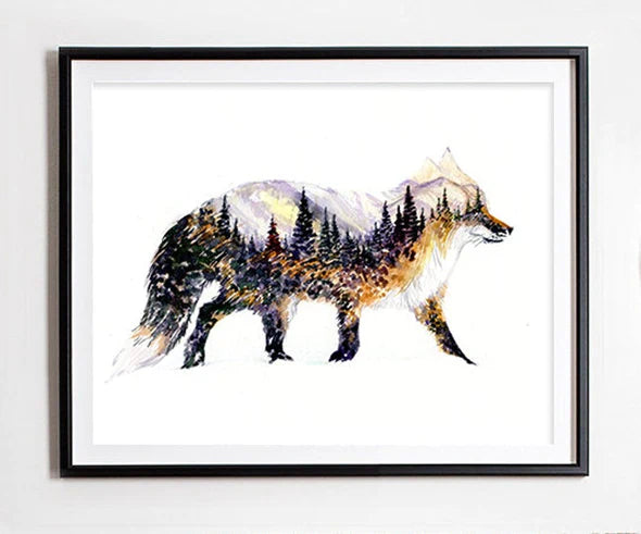 Little Fox Watercolor Art Print | Elena Markelova