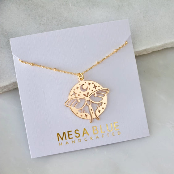 Luna Moth - Coin Necklace | Mesa Blue