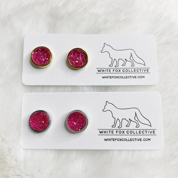 Malibu Pink - Faux Druzy Studs | White Fox Collective