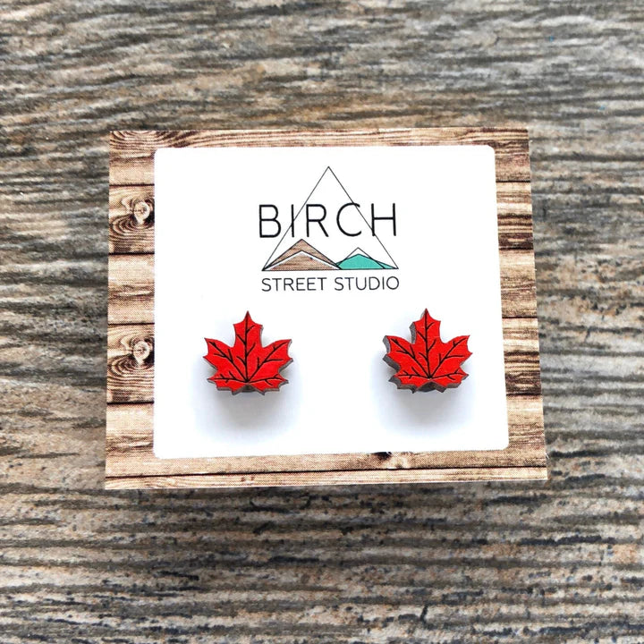 Maple Leaf | Wooden Stud Earrings