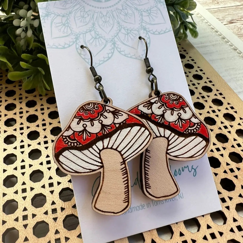 Boho Mushroom | Maple Wood Earrings