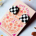 Checkerboard Arch Studs | Handmade Clay Earrings