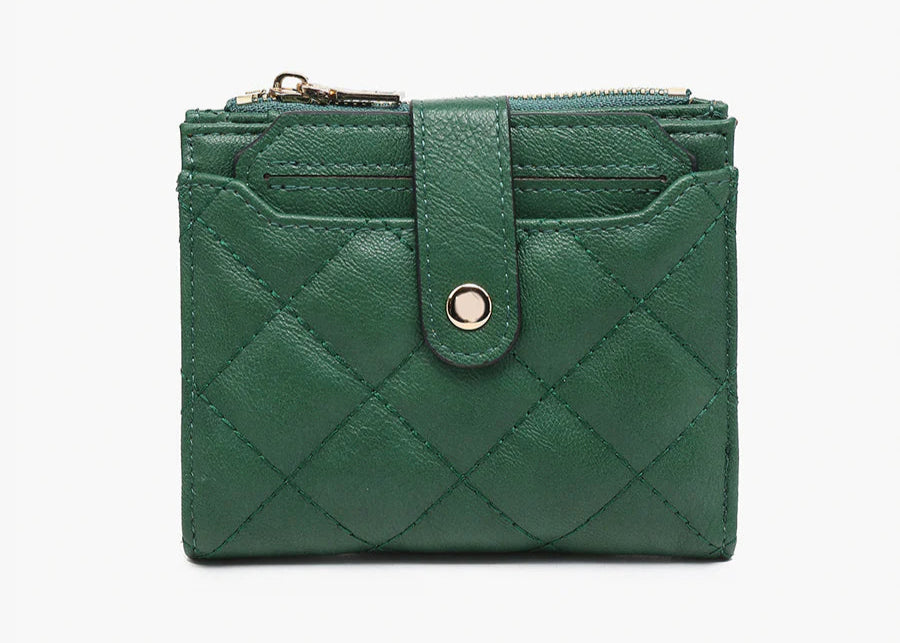 Melody - Vegan Quilted Zip Top Wallet | Jen & Co