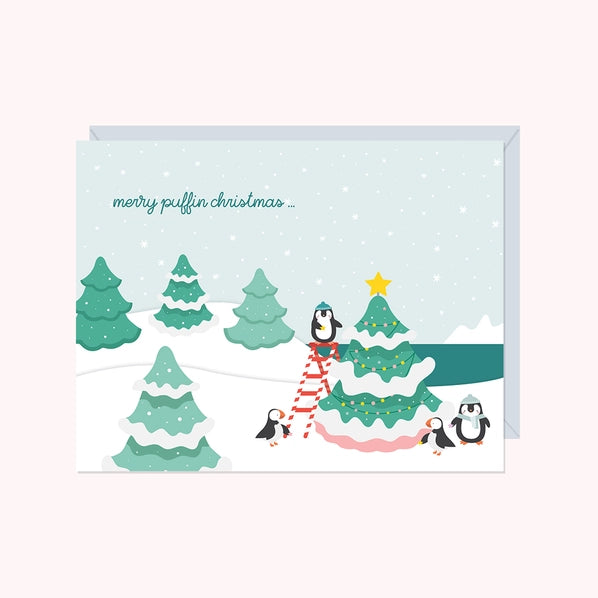 Merry Puffin Christmas - Greeting Card | Paper Hearts