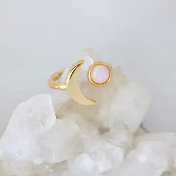 Angel Aura Druzy - Crescent Ring | Mesa Blue