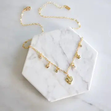 CZ Heart Charm Necklace | Mesa Blue