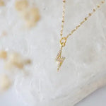 CZ Lightning Bolt Charm Necklace | Mesa Blue