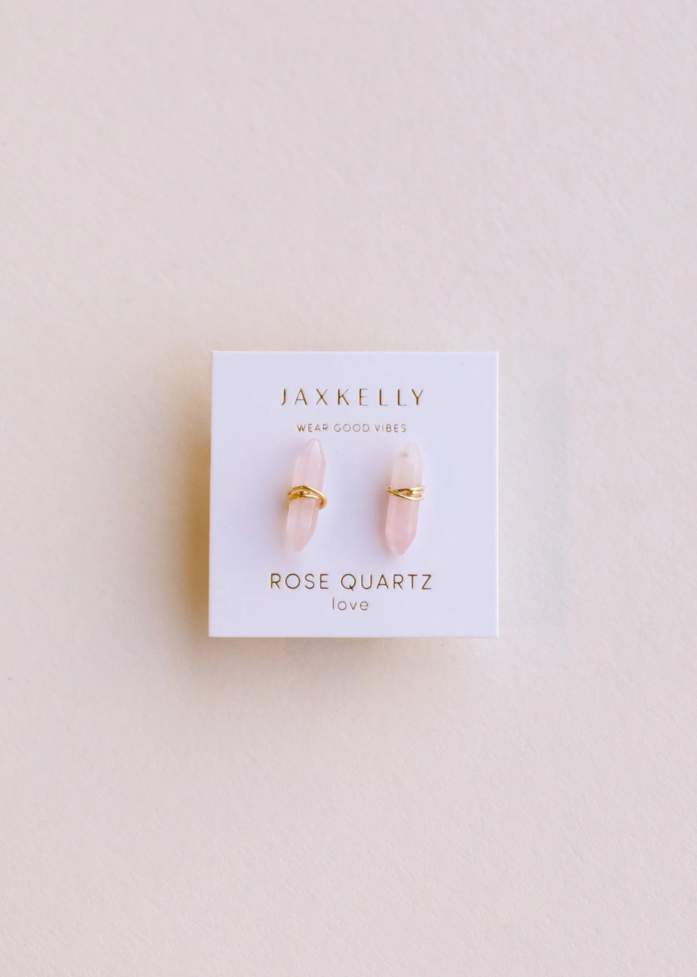 Rose Quartz - Mineral Point | Gold Wire Wrapped Earrings