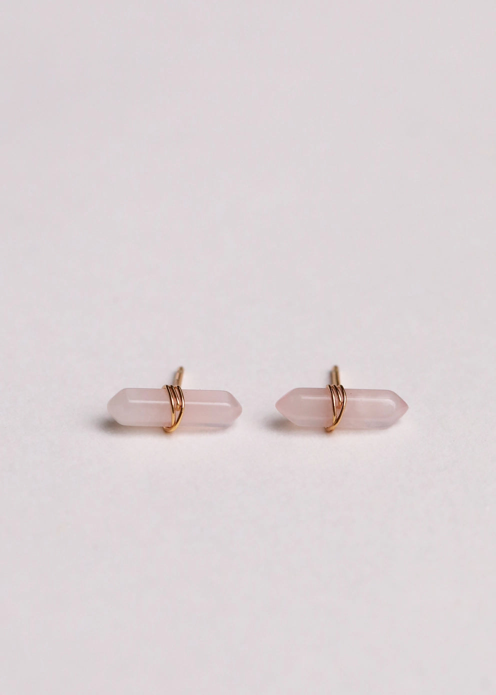 Rose Quartz - Mineral Point | Gold Wire Wrapped Earrings