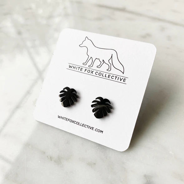 Monstera - Metal Stud Earrings | White Fox Collective