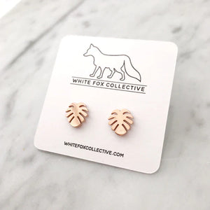 Monstera - Metal Stud Earrings | White Fox Collective