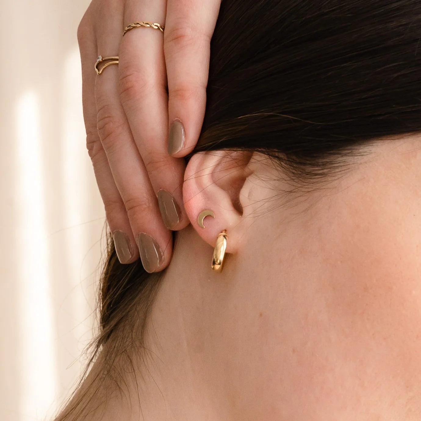 Moon Studs | Petite Gold