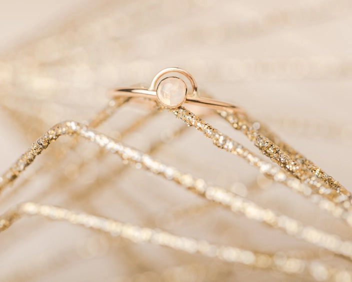 Moonstone Arc - Gold Fill Stacking Ring | Mineral and Matter