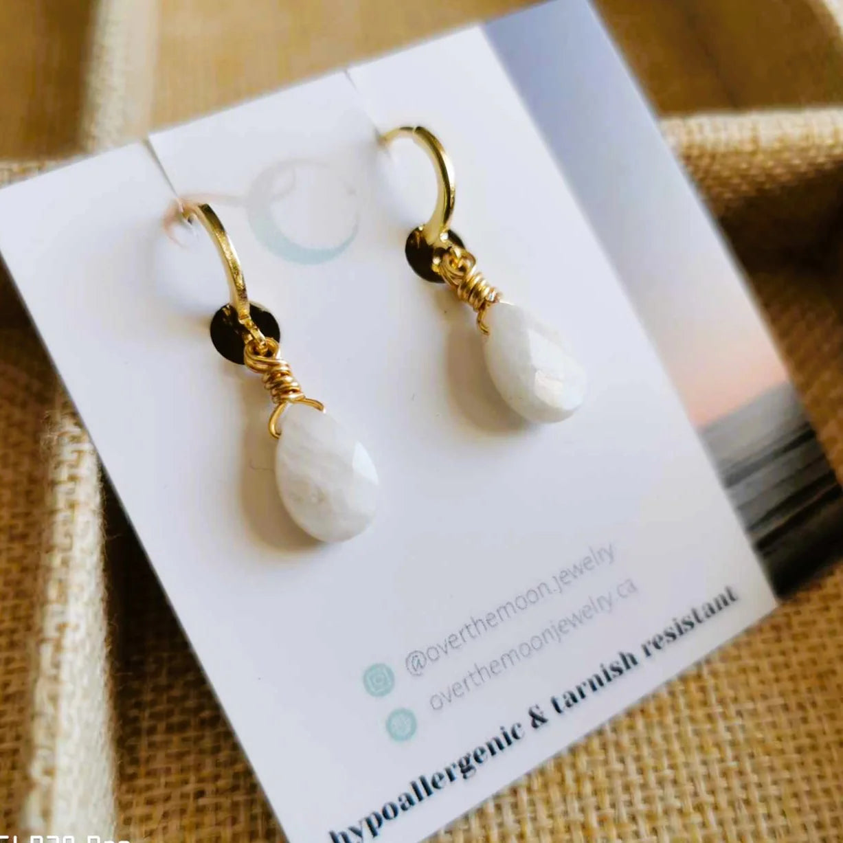 Moonstone Drop - Huggie Earrings | Over the Moon