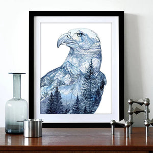Mountain Eagle Watercolor Art Print | Elena Markelova