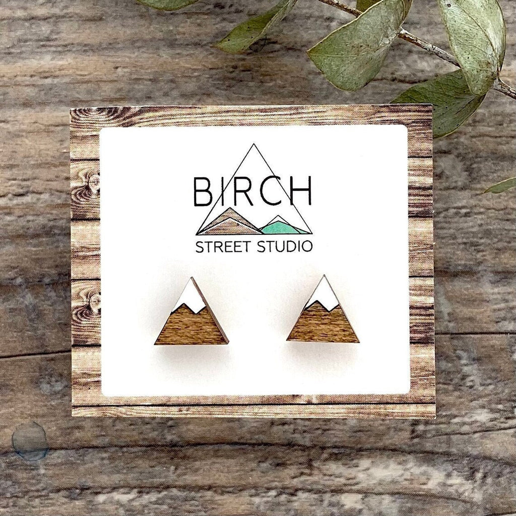 Mountain | Wooden Stud Earrings