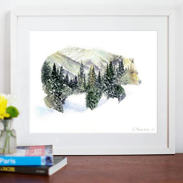 Mr Bear - Watercolor Art Print | Elena Markelova