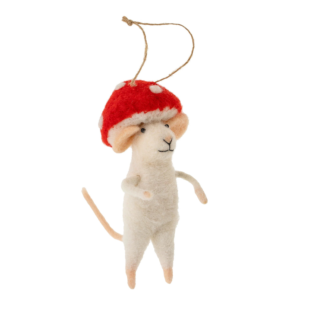 Mushroom Hat - Felted Mouse Ornament | Indaba