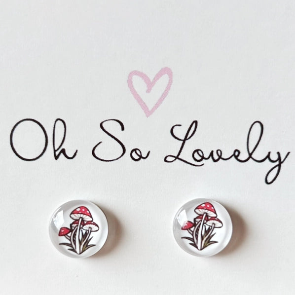 Mushroom | Glass Stud Earrings