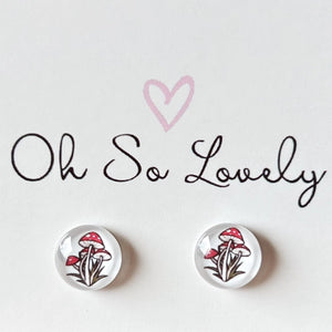 Mushroom | Glass Stud Earrings