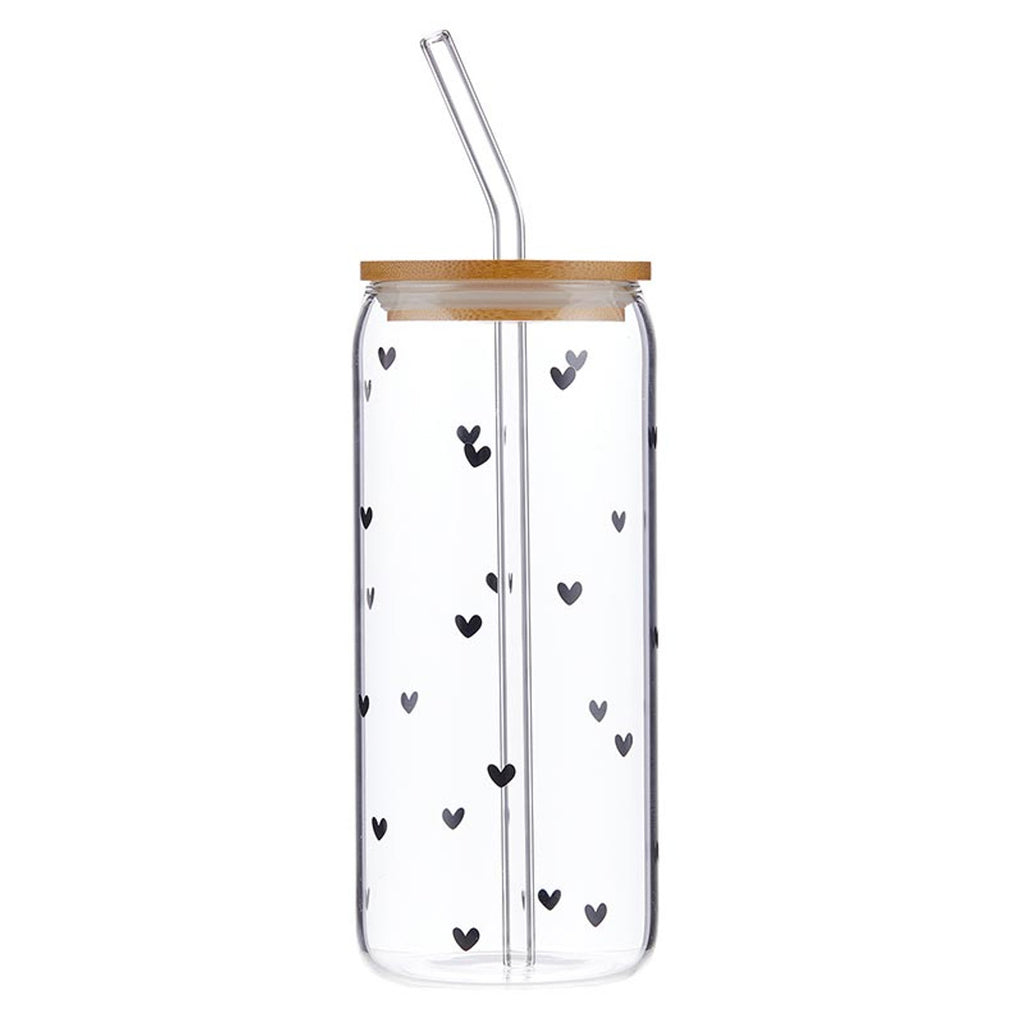 Black Hearts - Glass Tumbler | Santa Barbara Design Studio