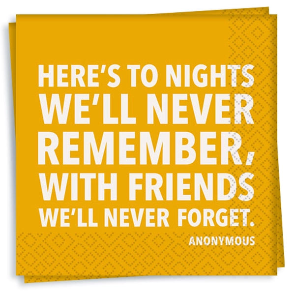 Here's To Nights We'll Never Remember | Cocktail Napkins