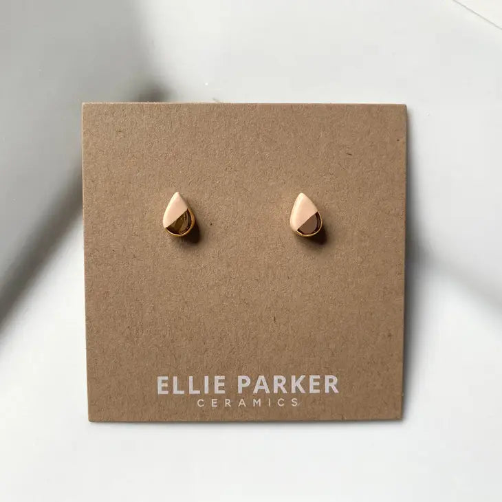 Nude Ceramic Teardrop Stud Earrings | Ellie Parker