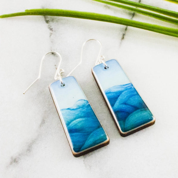 Ocean Wave Tapered Rectangle Earrings