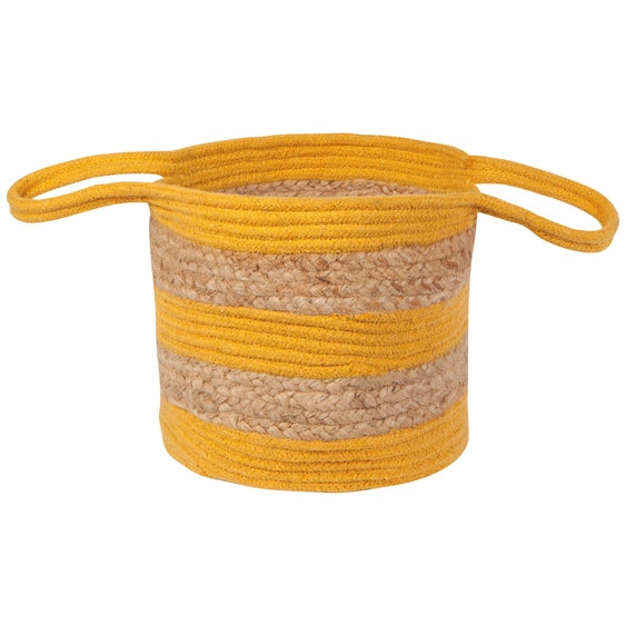 Ochre Stripe Jute Basket