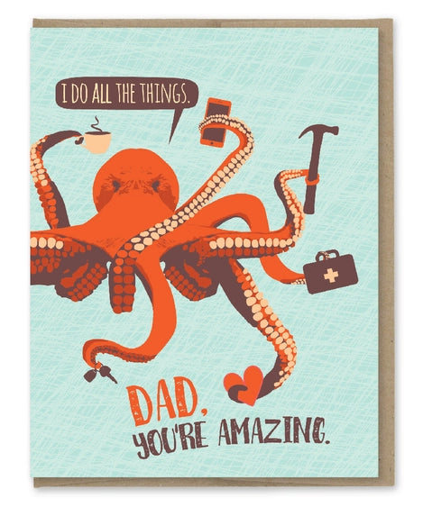 Do All The Things Octopus Dad - Greeting Card | Modern Printed Matter