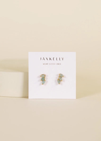 Amazonite | Gold Offset Trio Stud Earrings