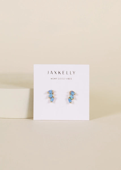 Fire Opal | Gold Offset Trio Stud Earrings
