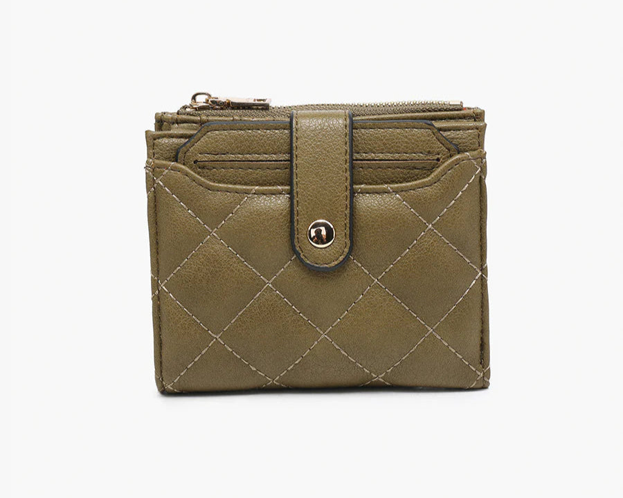 Melody - Vegan Quilted Zip Top Wallet | Jen & Co