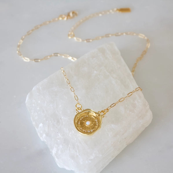 Opal Celestial Coin Necklace | Mesa Blue