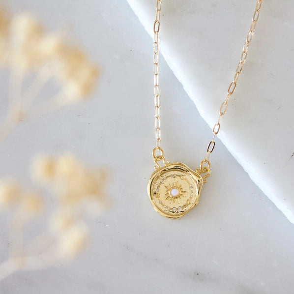 Opal Celestial Coin Necklace | Mesa Blue