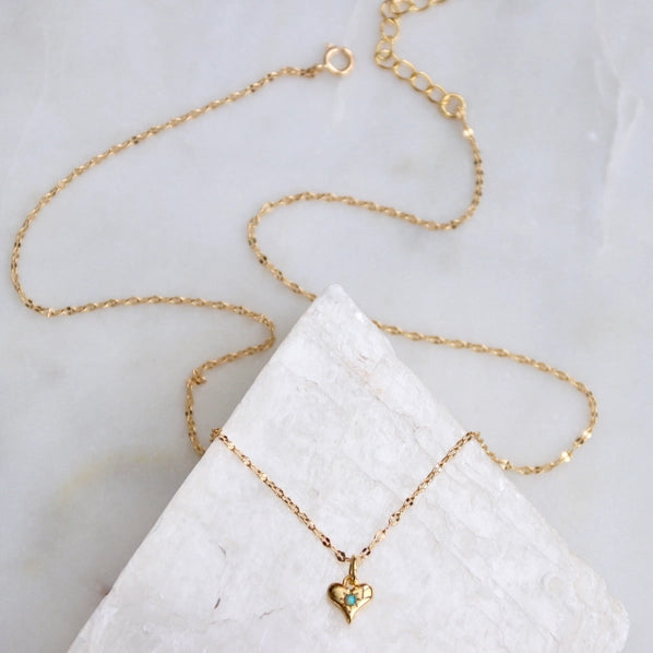 Opal Dainty Heart Necklace | Mesa Blue