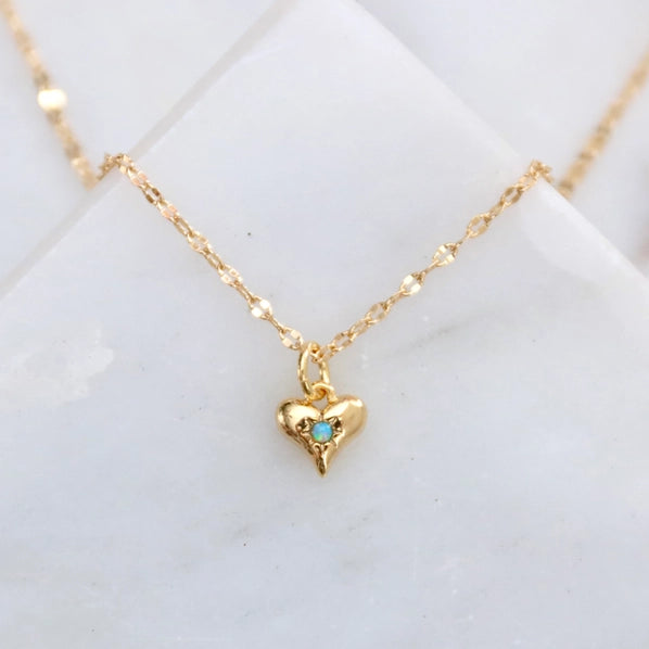 Opal Dainty Heart Necklace | Mesa Blue