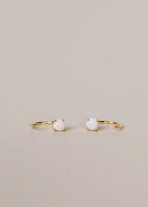 White Opal | Huggie Earrings