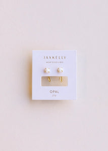 White Opal | Huggie Earrings