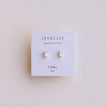 White Opal Baguette | Stud Earrings