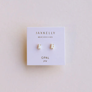 White Opal Baguette | Stud Earrings