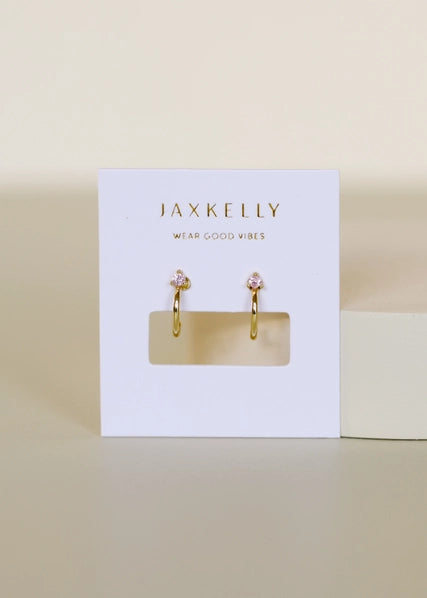 Pink - Gold Open Hoop Earrings | JaxKelly