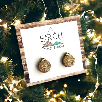 Iridescent Baubles - Wooden Stud Earrings | Birch Street Studio