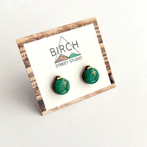 Iridescent Baubles - Wooden Stud Earrings | Birch Street Studio