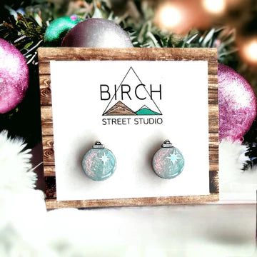 Iridescent Baubles - Wooden Stud Earrings | Birch Street Studio