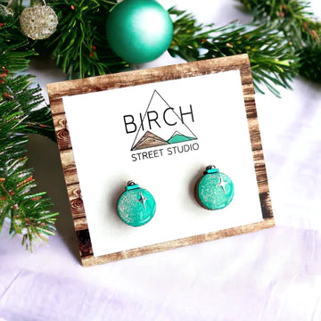 Iridescent Baubles - Wooden Stud Earrings | Birch Street Studio