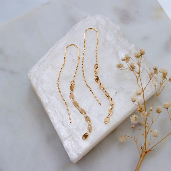 Oval Coin - Threader Earrings | Mesa Blue