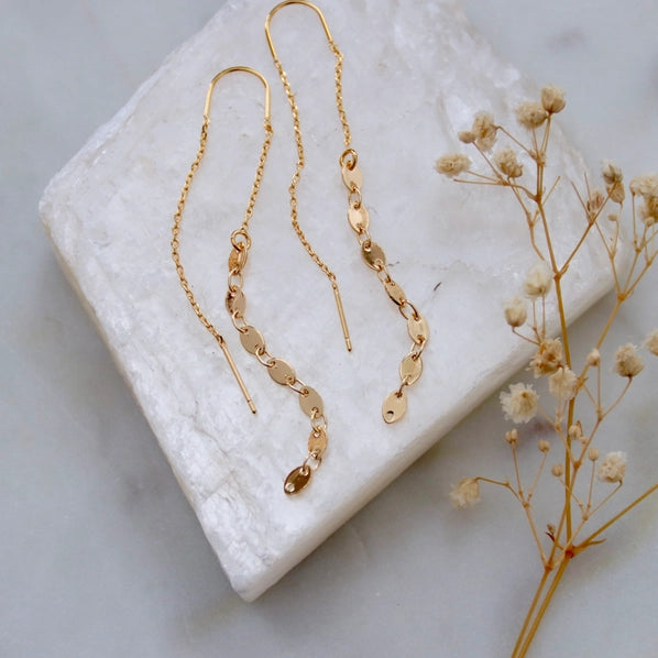Oval Coin - Threader Earrings | Mesa Blue